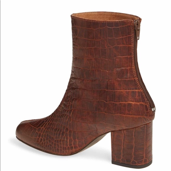 Free People Cecile Croc Embossed Brown Bootie NWT - Picture 2 of 8
